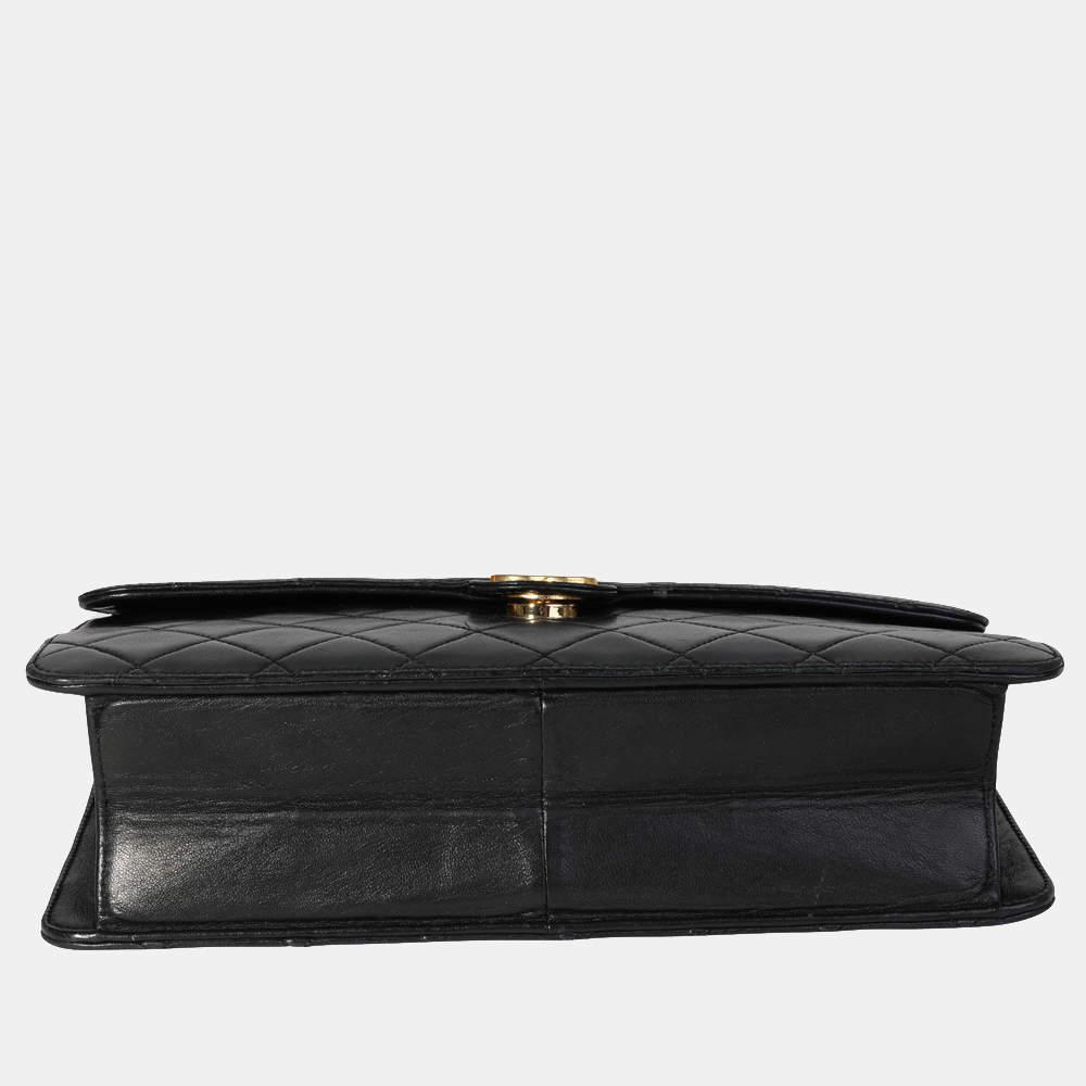 Chanel Black Quilted Lambskin Leather Vintage CC Single Flap Shoulder Bag商品第4张图片规格展示