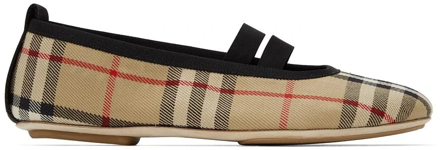 商品Burberry|驼色 Vintage Check 芭蕾鞋,价格¥6243,第1张图片