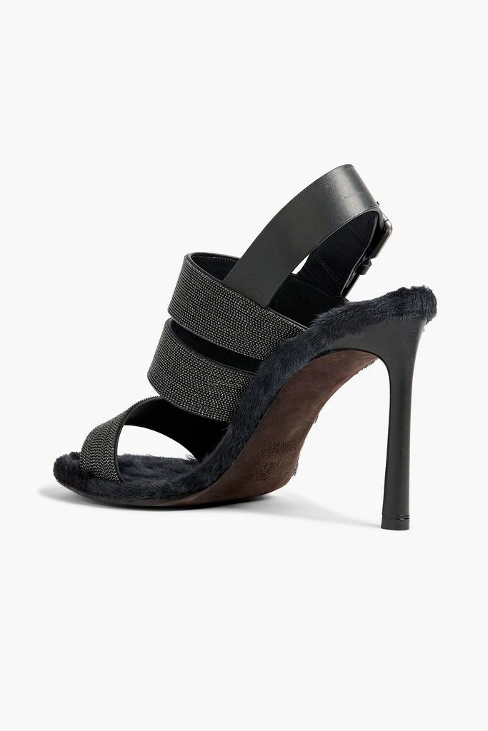 商品Brunello Cucinelli|Bead-embellished leather and calf hair slingback sandals,价格¥6308,第3张图片详细描述