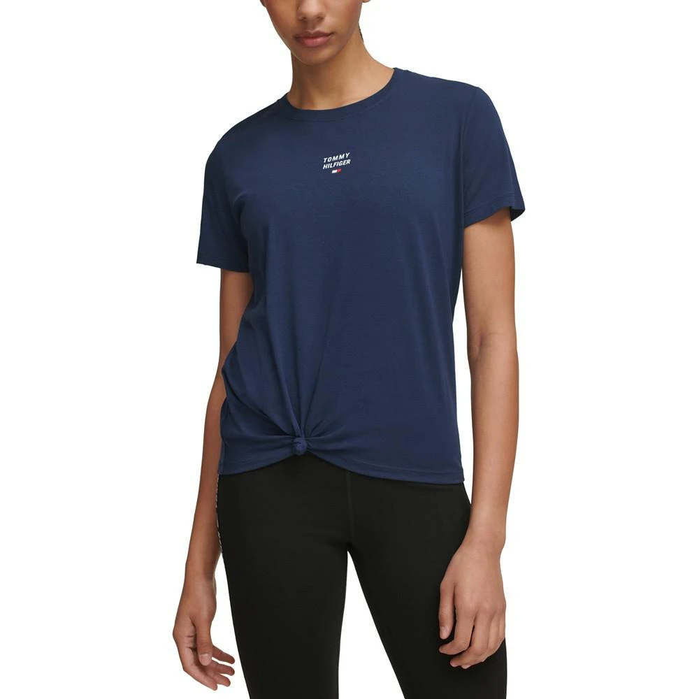 商品Tommy Hilfiger|Women's Logo-Graphic Knot-Front T-Shirt,价格¥221,第1张图片