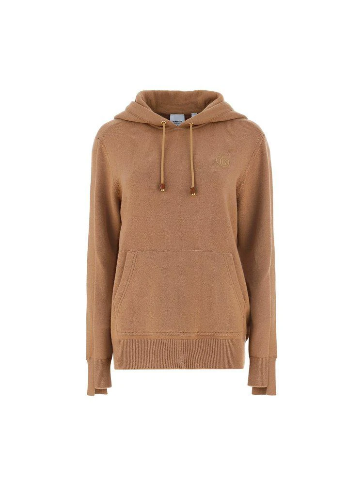 商品Burberry|Burberry Logo Embroidered Drawstring Knit Hoodie,价格¥4396,第1张图片