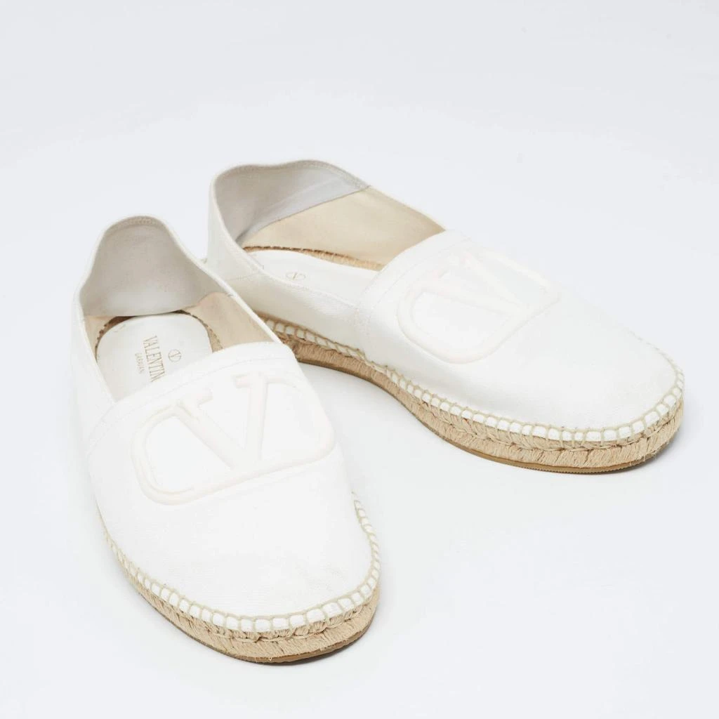 商品[二手商品] Valentino|Valentino White Canvas VLogo Slip On Espadrilles Loafers Size 44.5,价格¥1410,第4张图片详细描述