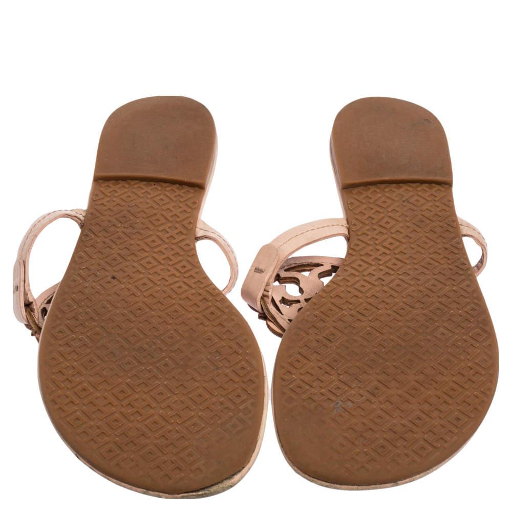 Tory Burch Pink Leather Mini Miller Thong Flat Sandals Size 41商品第6张图片规格展示