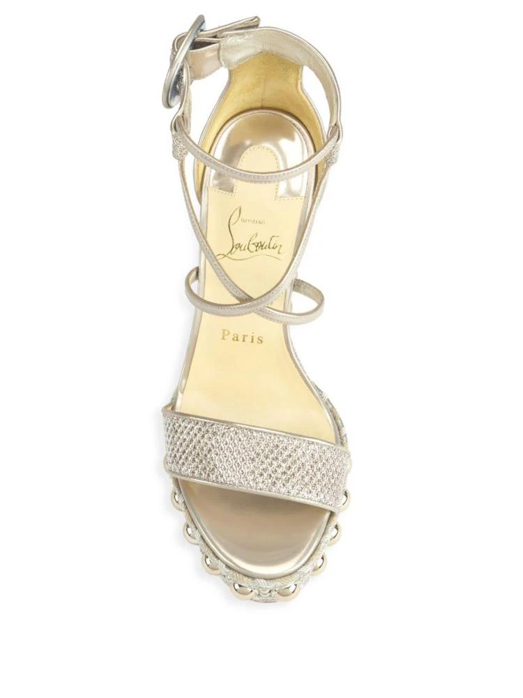 商品Christian Louboutin|Christian Louboutin - Chocazeppa Embellished Metallic Wedge Sandals,价格¥5609,第4张图片详细描述