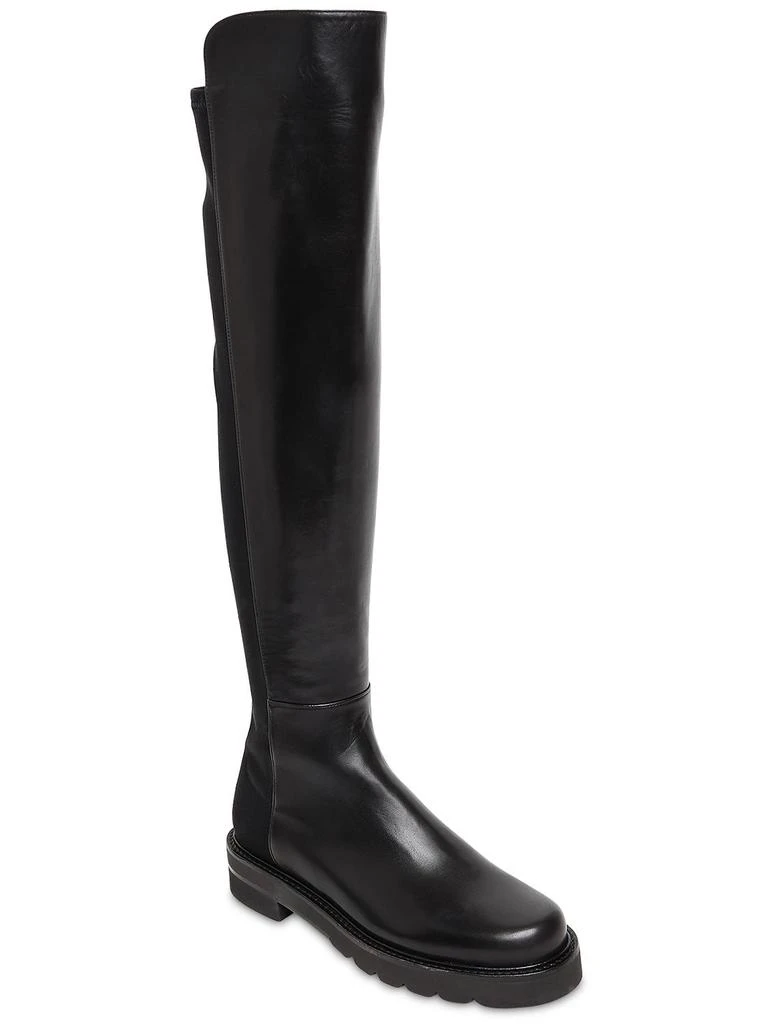 商品Stuart Weitzman|30mm 5050 Lift Leather & Gabardine Boots,价格¥5561,第3张图片详细描述