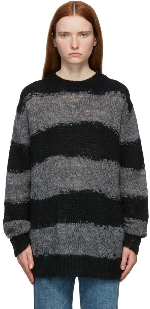 商品Acne Studios|Grey & Black Distressed Striped Sweater,价格¥2288,第1张图片