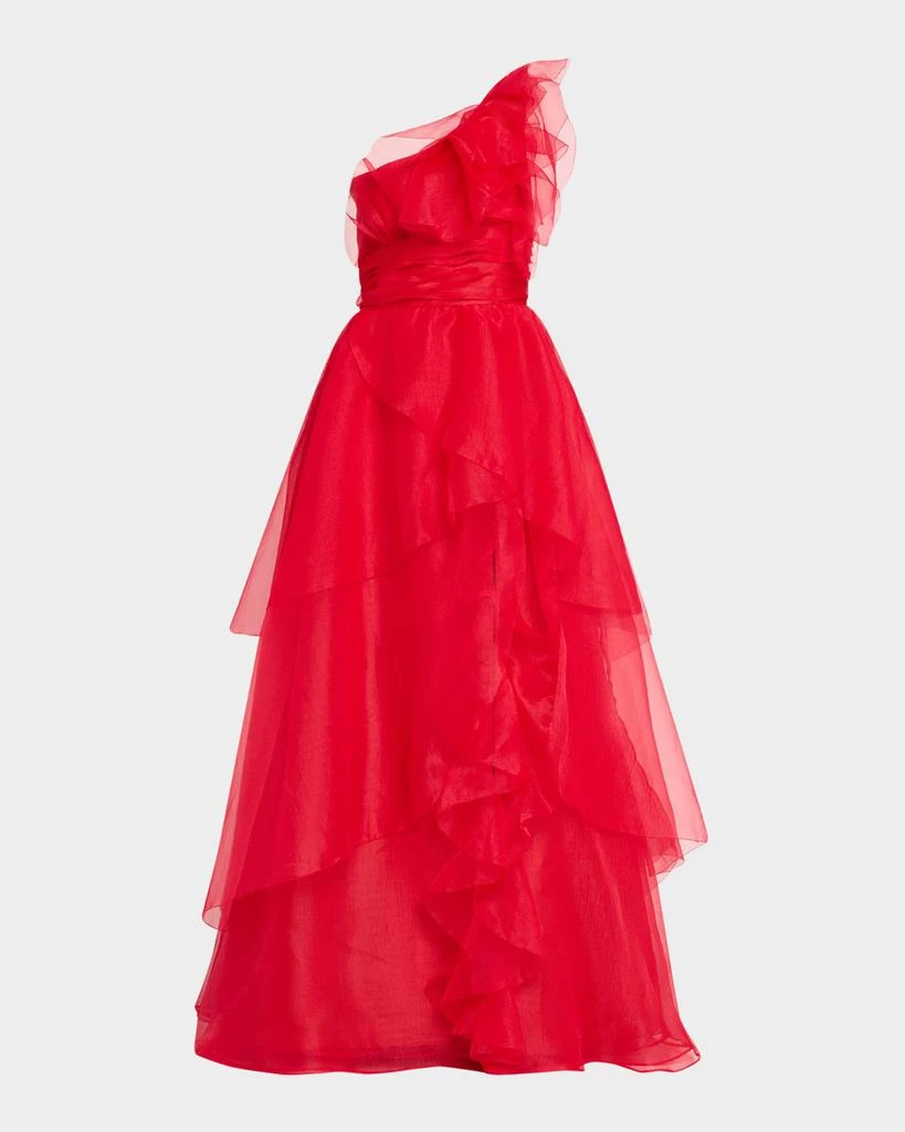 商品MARCHESA|One-Shoulder Tiered Ruffle Gown,价格¥8549,第1张图片