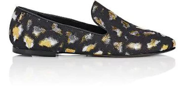 商品Yves Saint Laurent|Leopard-Pattern Smoking Loafers,价格¥2075,第1张图片