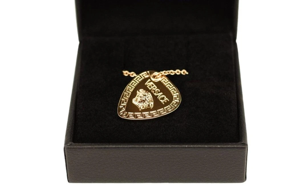 商品Versace|Versace  Toned Brass Medusa Head Triangle Coin Guitar Pick Chain Women's Necklace,价格¥3992,第2张图片详细描述