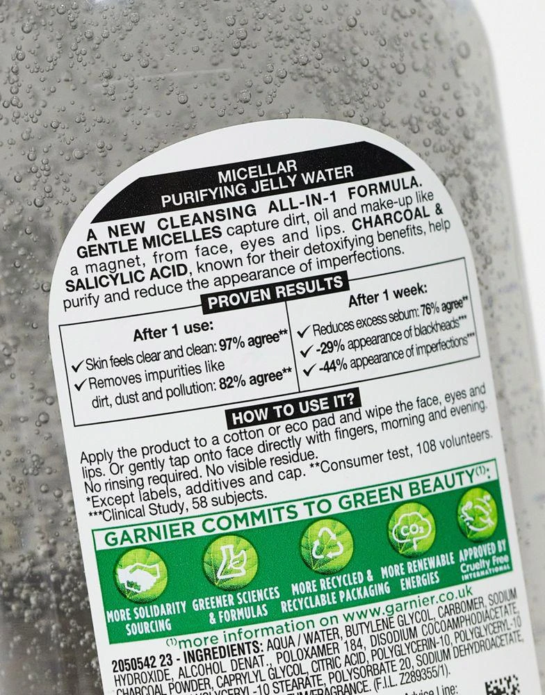 商品Garnier|Garnier Pure Active Micellar Water with Charcoal and Salicylic Acid 400ml,价格¥105,第3张图片详细描述