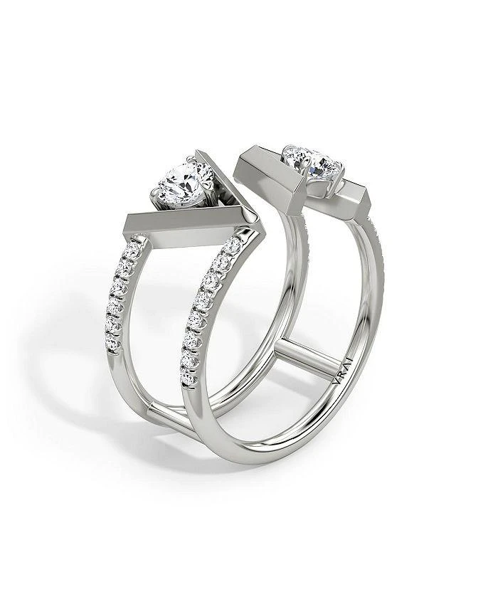 商品VRAI|V Double Row Pavé Band in 14K White Gold, .72ctw Round Brilliant Lab Grown Diamonds,价格¥8180,第2张图片详细描述