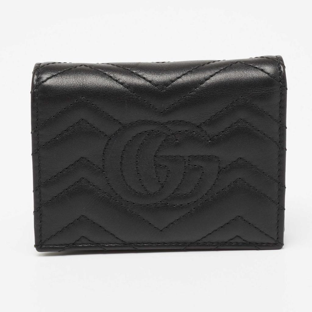 Gucci Black Matelasse Leather GG Marmont Card Case商品第6张图片规格展示