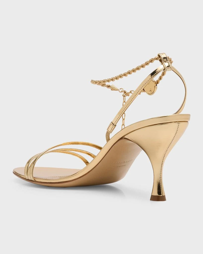 商品Salvatore Ferragamo|Denise Metallic Ankle-Chain Sandals,价格¥8931,第3张图片详细描述