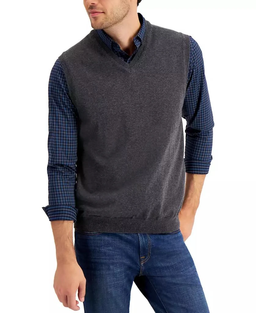 商品Club Room|Men's Solid V-Neck Sweater Vest, Created for Macy's,价格¥145,第1张图片