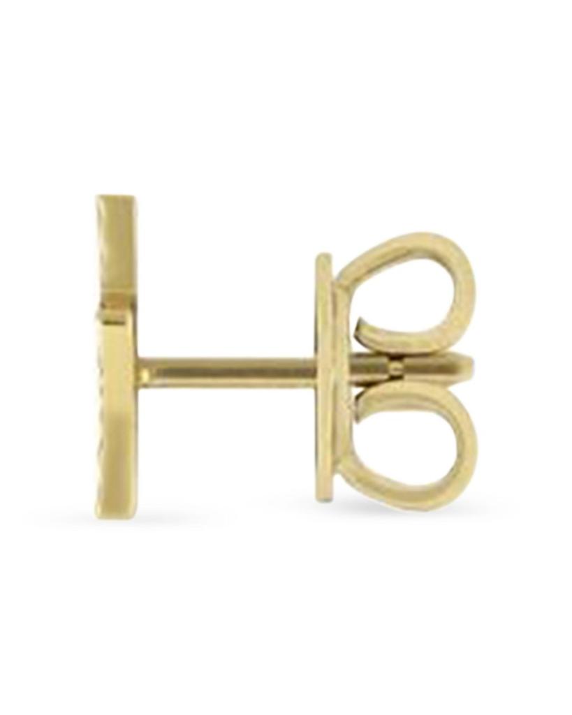 18K Yellow Gold Icon Star & Square Logo Mismatch Stud Earrings商品第2张图片规格展示