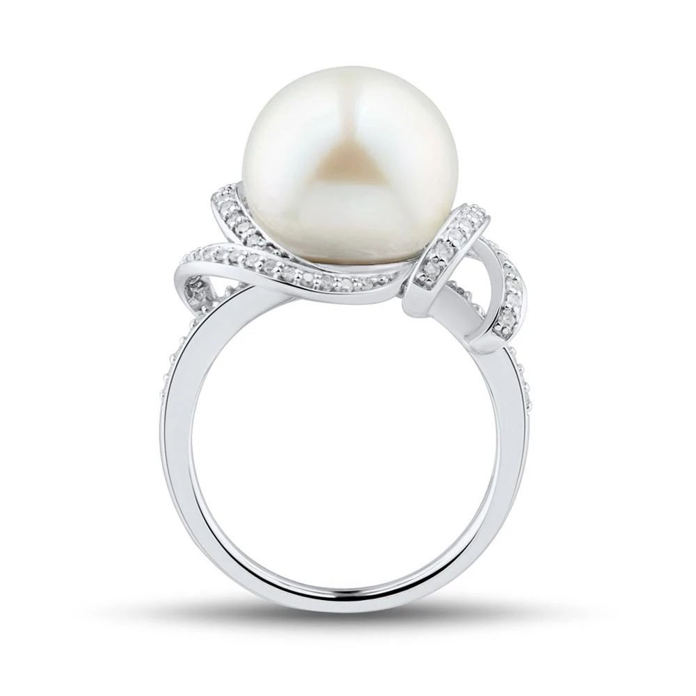 商品Macy's|White Ming Pearl (12mm) & Diamond (1/4 ct. t.w.) Ring in 14k White Gold,价格¥15988,第2张图片详细描述