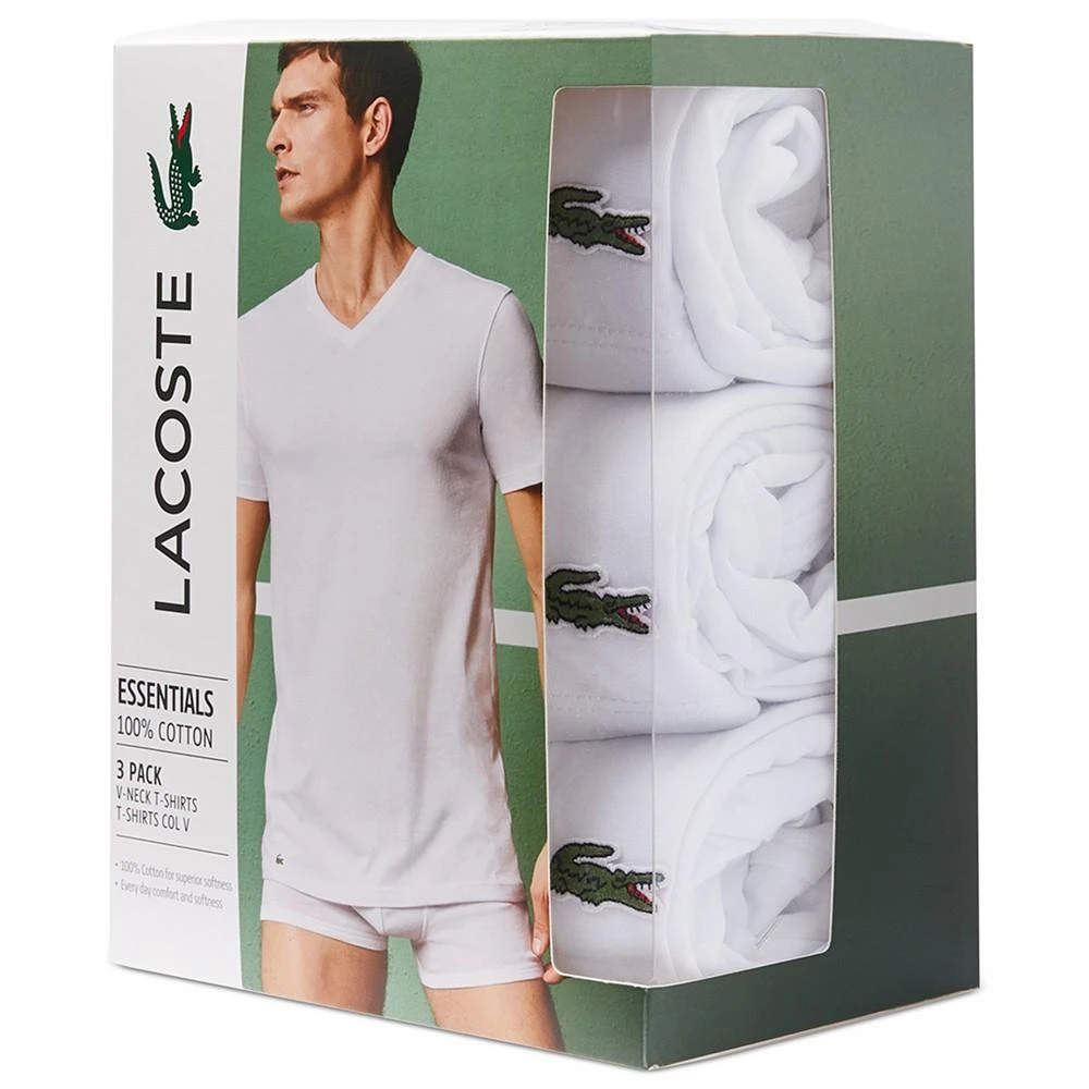 商品Lacoste|Men's V-Neck Lounge Slim Fit Undershirt Set, 3-Piece,价格¥311,第4张图片详细描述