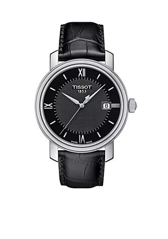 商品Tissot|Mens Bridgeport Quartz Black Leather Watch,价格¥2974,第1张图片