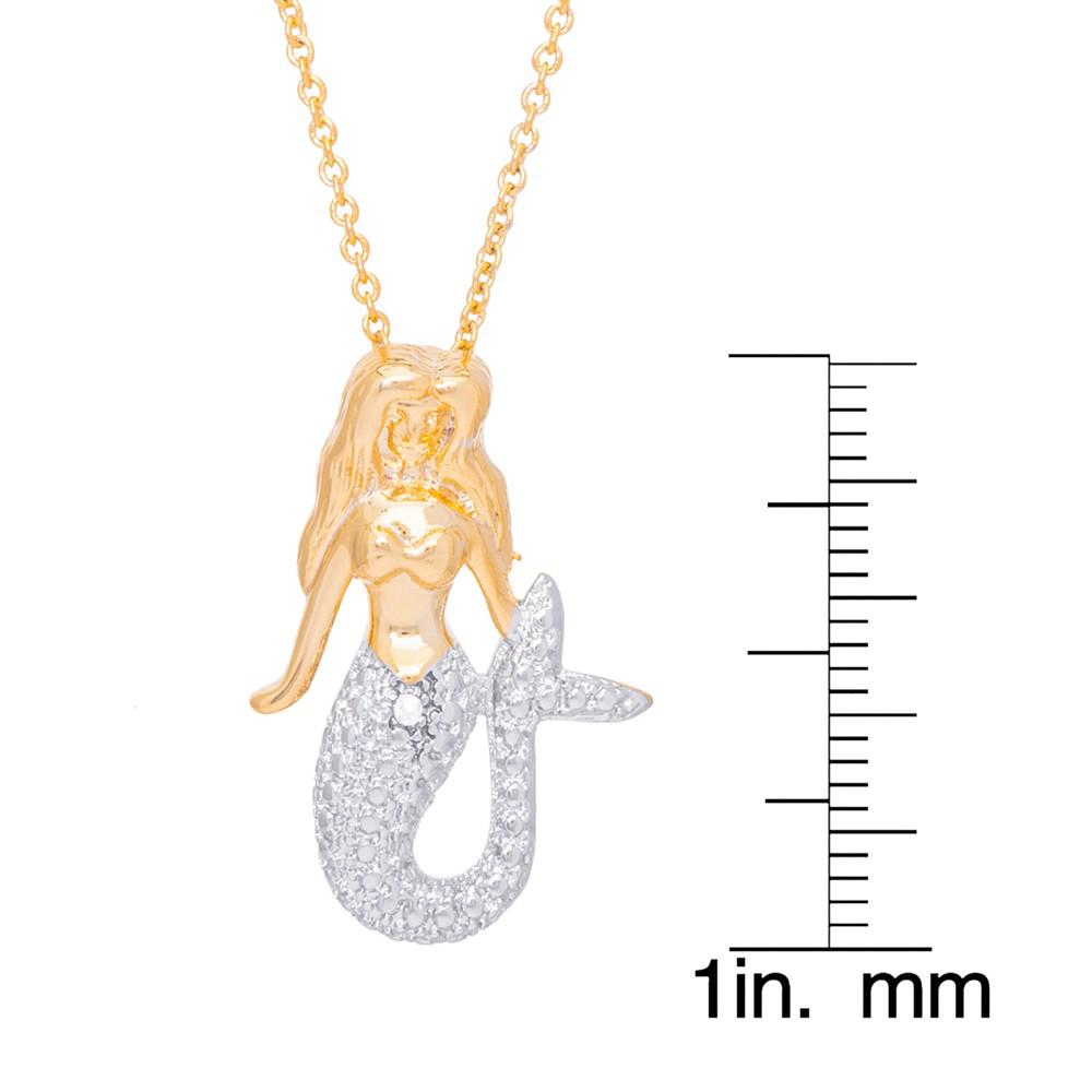 Diamond Accent Mermaid Pendant 18" Necklace in Gold Plate商品第2张图片规格展示
