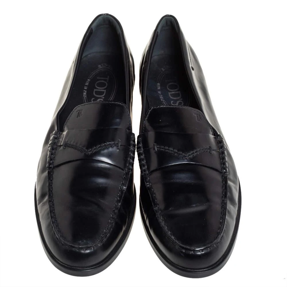 商品[二手商品] Tod's|Tod's Black Leather Penny Slip On Loafers Size 38.5,价格¥1818,第3张图片详细描述