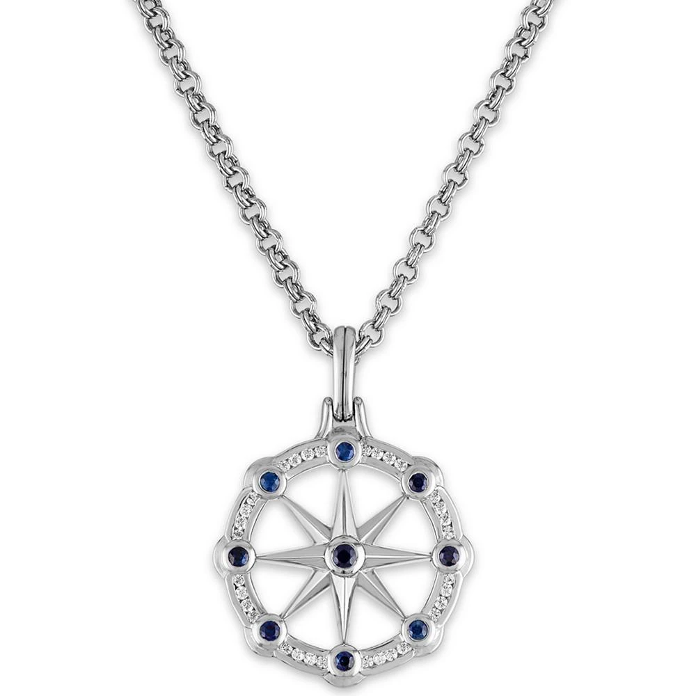 商品Esquire Men's Jewelry|Blue Sapphire (1/2 ct. t.w.) & White Sapphire (1/2 ct. t.w.) North Star 22" Pendant Necklace, Created for Macy's,价格¥4116,第1张图片