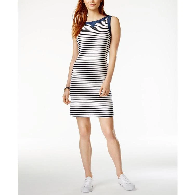 商品Tommy Hilfiger|Striped Chambray-Contrast Dress, Only at Macy's,价格¥337,第1张图片