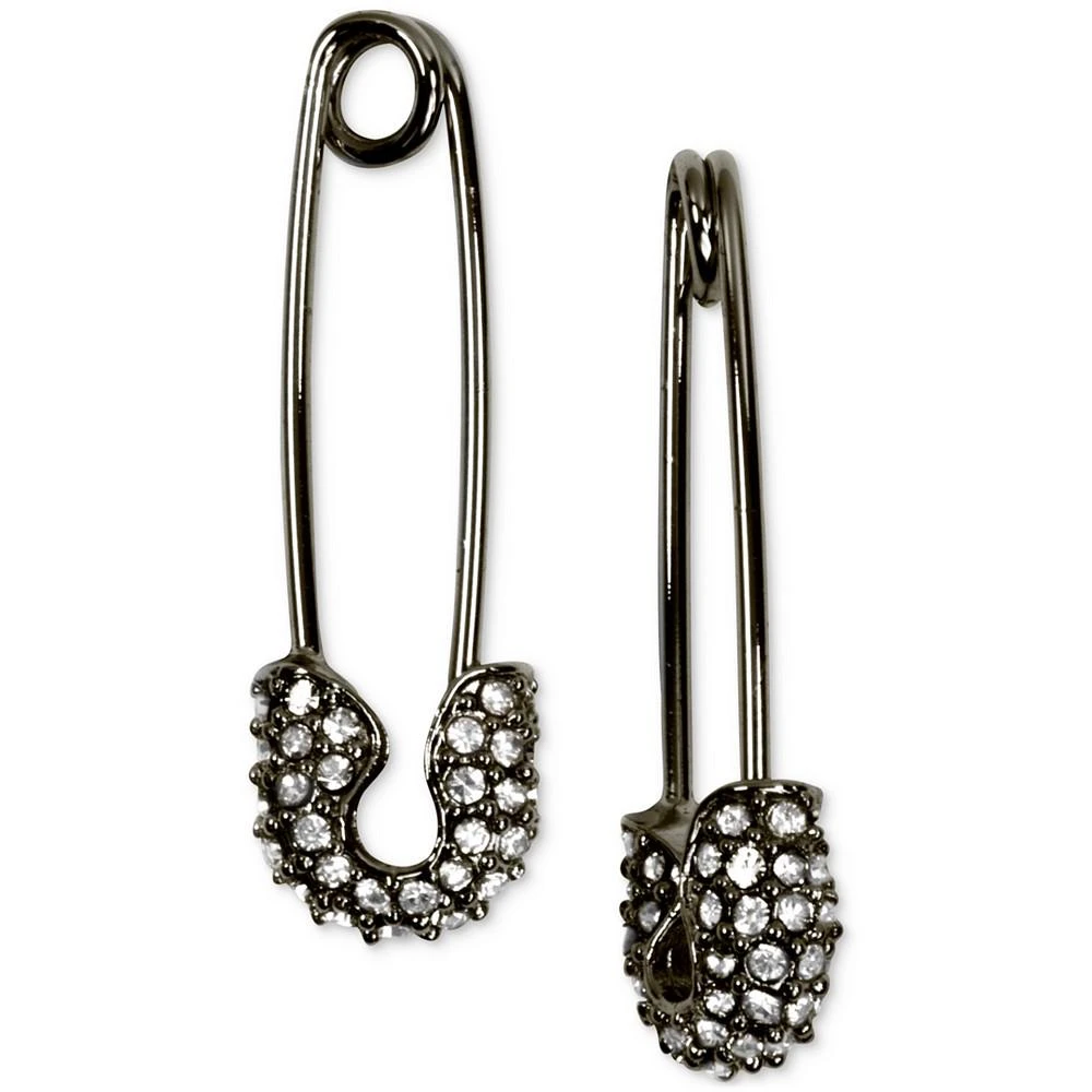 商品Karl Lagerfeld Paris|Hematite-Tone Crystal Pavé Safety Pin Earrings,价格¥209,第1张图片