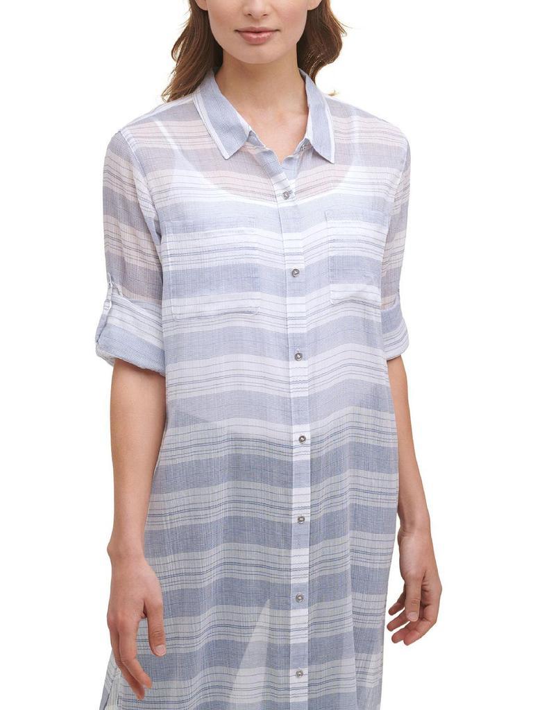 商品Calvin Klein|Womens Sheer Midi Shirtdress,价格¥242-¥332,第1张图片
