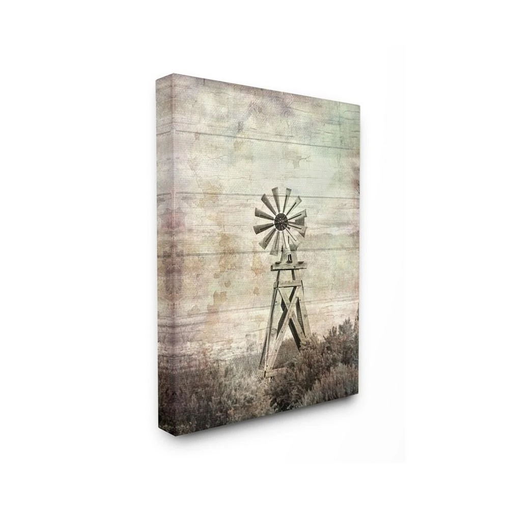 商品Stupell Industries|Distressed Silent Windmill Photography with Rustic Planked Wood Look, 24" L x 30" H,价格¥748,第1张图片