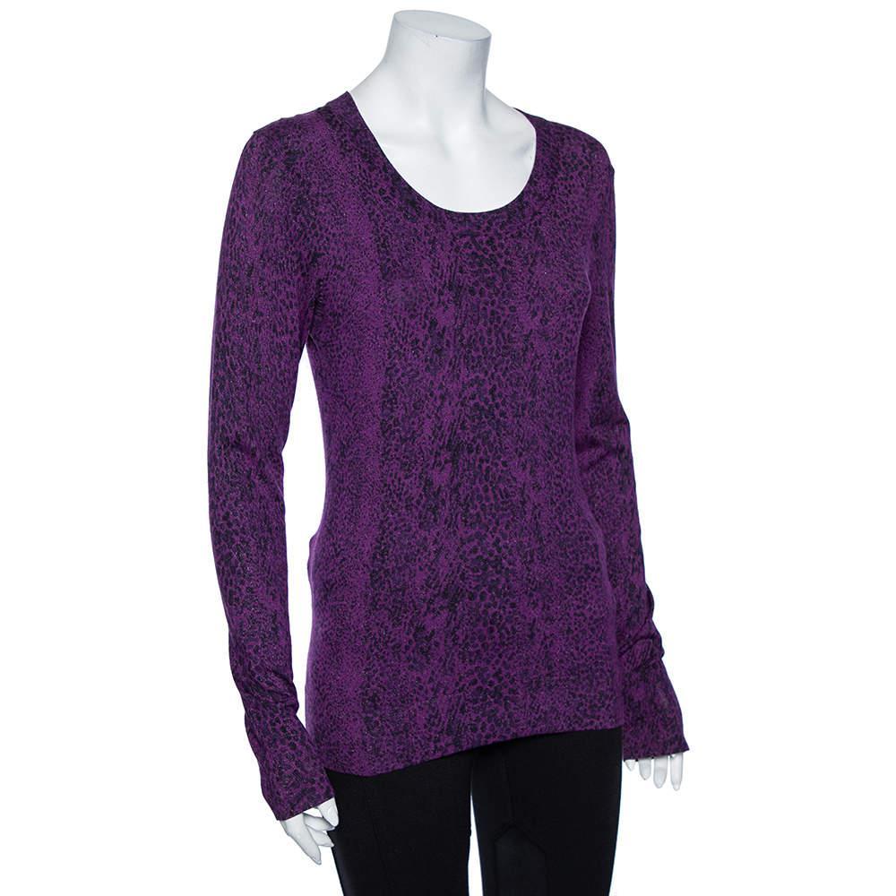 商品[二手商品] Diane von Furstenberg|Diane Von Furstenberg Purple Animal Print Knit Neva Top S,价格¥787,第2张图片详细描述