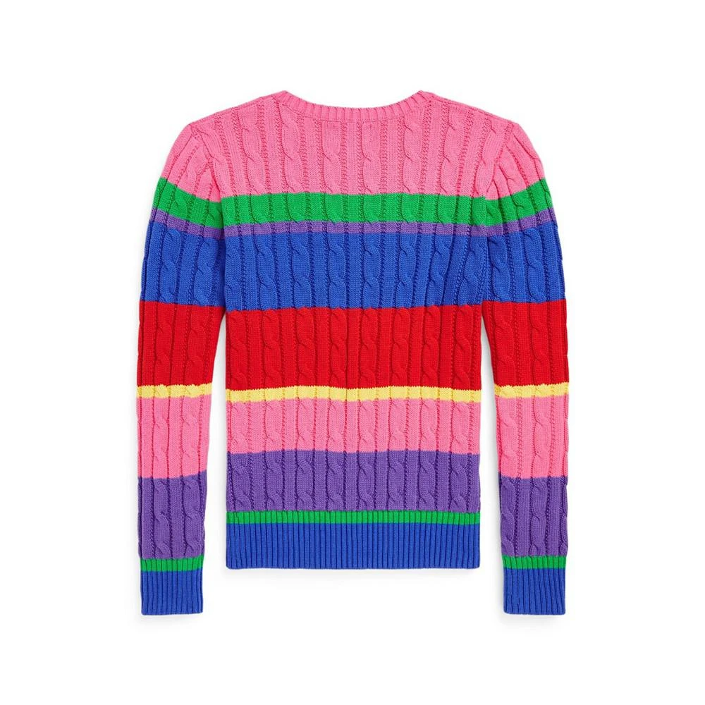 商品Ralph Lauren|Big Girls Long Sleeves Striped Cable-Knit Cotton Sweater,价格¥219,第4张图片详细描述