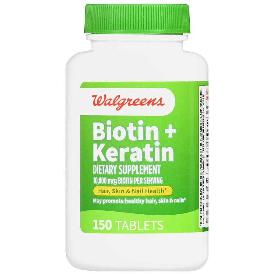 商品Walgreens|Biotin + Keratin Tablets (150 days),价格¥166,第2张图片详细描述