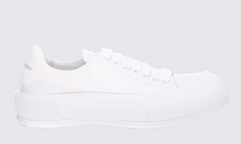 商品Alexander McQueen|ALEXANDER MCQUEEN WHITE LEATHER DECK SNEAKERS,价格¥2788,第1张图片