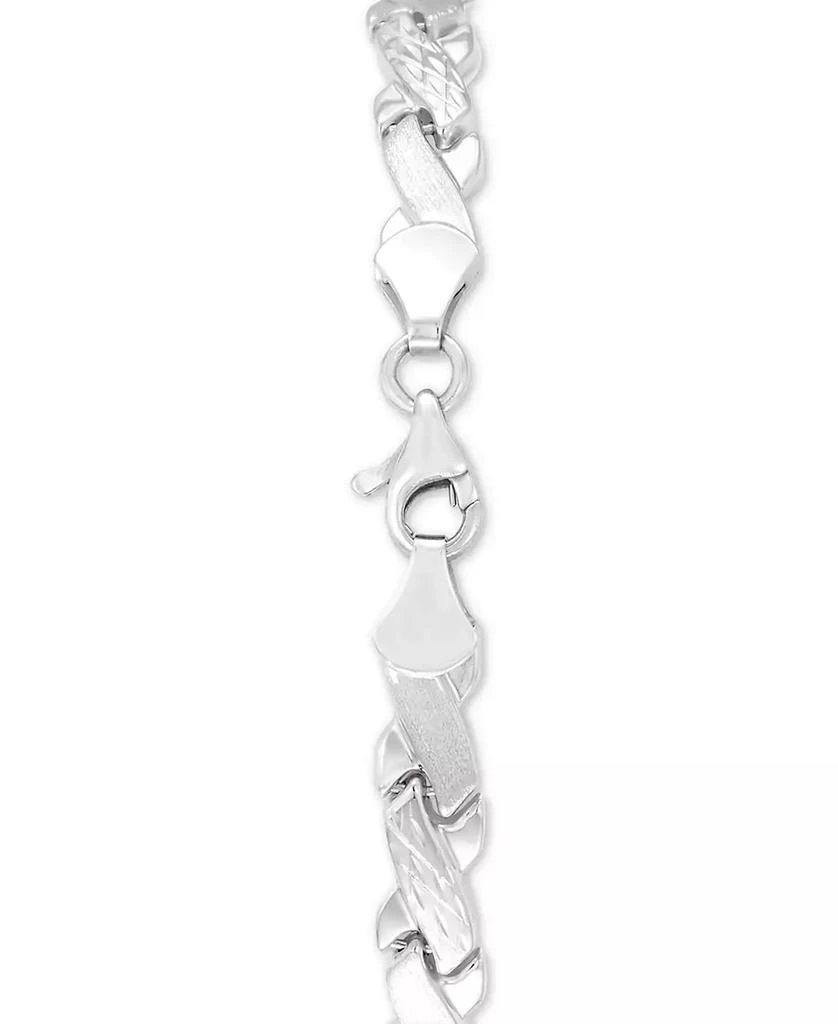 商品Italian Gold|Satin Finish Link Bracelet in 10k White Gold,价格¥2601,第3张图片详细描述