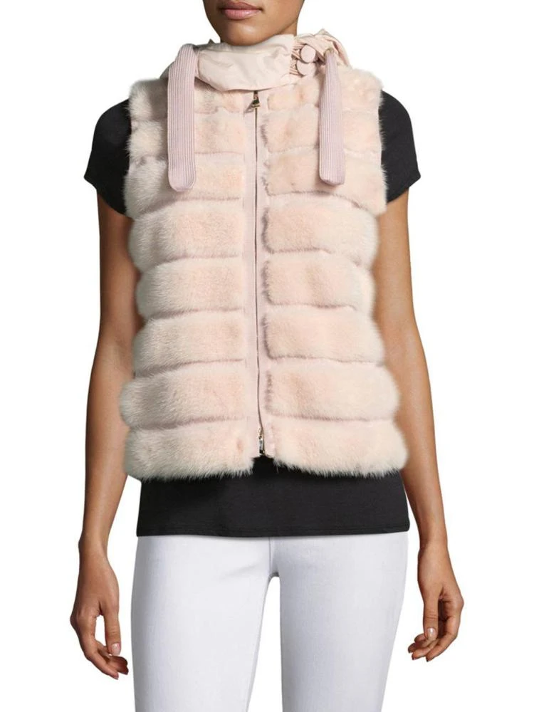 商品Moncler|Hooded Ametrine Fur & Wool Vest,价格¥18350,第1张图片