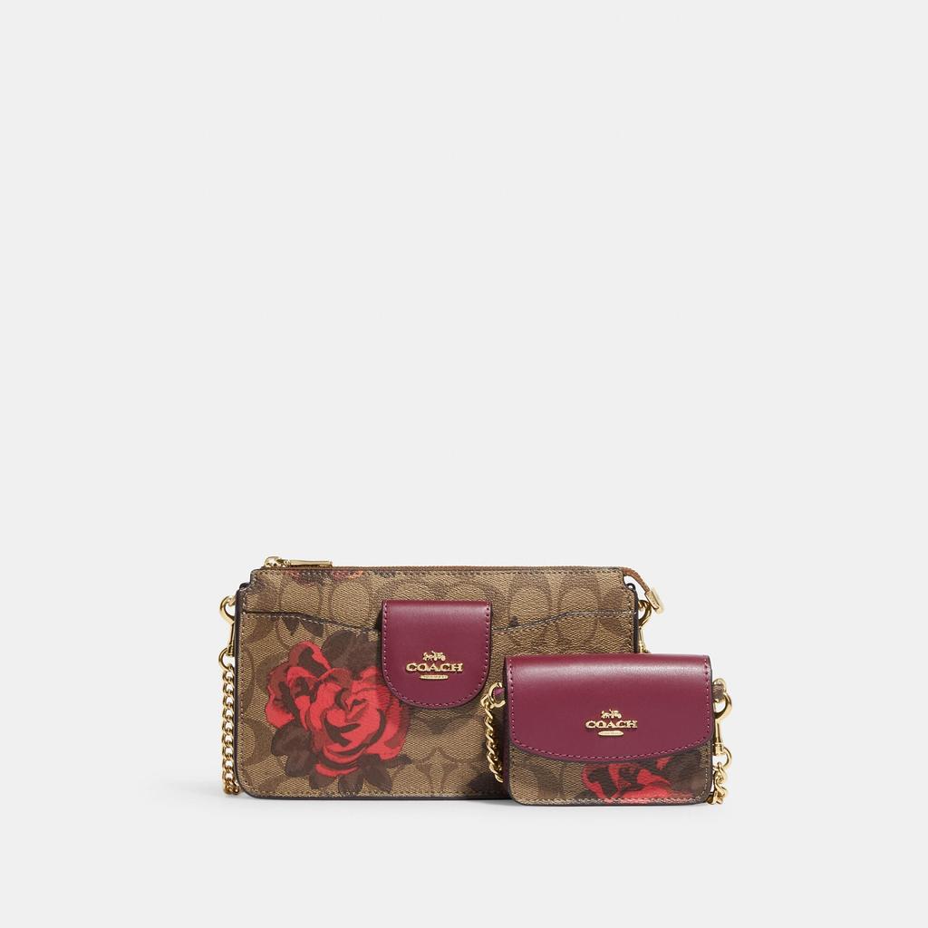 Coach Outlet Poppy Crossbody With Card Case In Signature Canvas With Jumbo Floral Print商品第1张图片规格展示