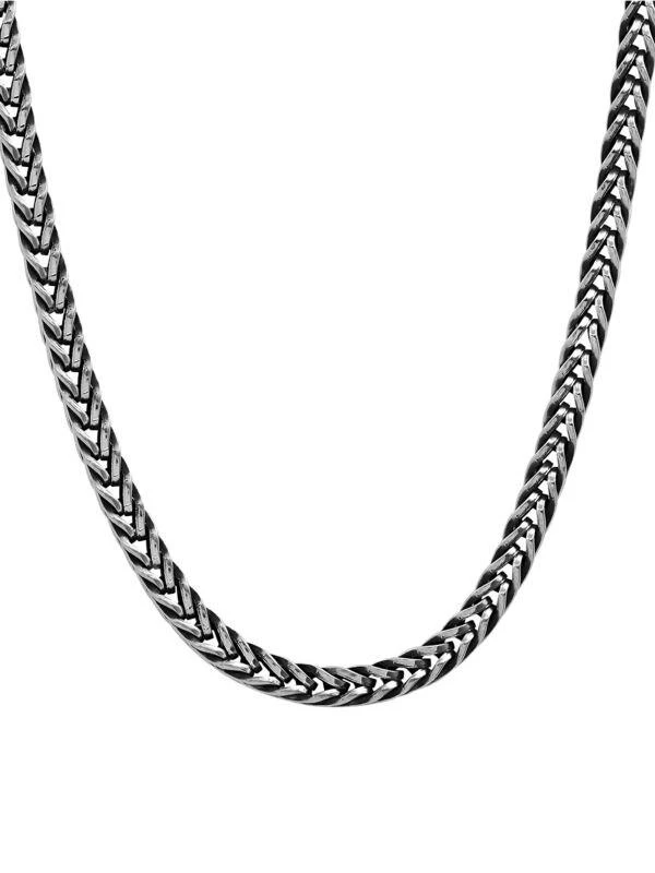 商品Anthony Jacobs|Oxidized Stainless Steel Wheat Chain Necklace/24",价格¥413,第2张图片详细描述