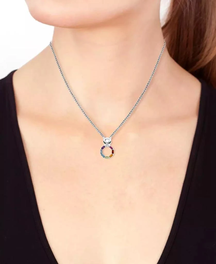 商品Effy|EFFY® Multi-Gemstone (7/8 ct. t.w.) Panther & Ring 18" Pendant Necklace in Sterling Silver,价格¥4715,第2张图片详细描述