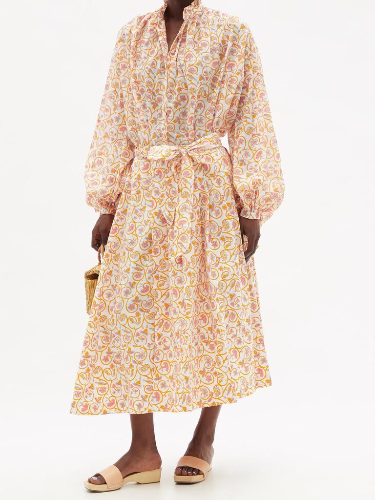 商品Thierry Colson|Java pleated floral-print waist-tie cotton skirt,价格¥1120,第4张图片详细描述