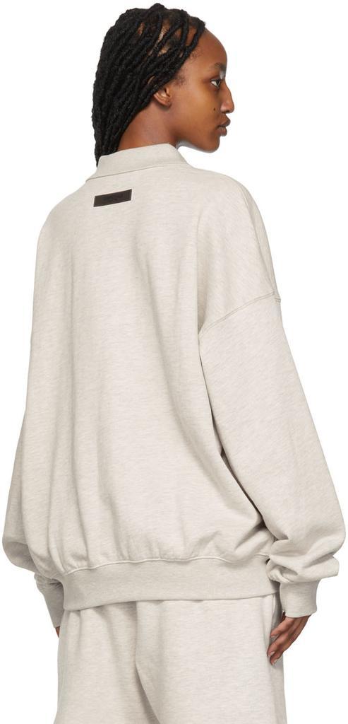 商品Essentials|Off-White Cotton Long Sleeve Polo,价格¥524,第5张图片详细描述