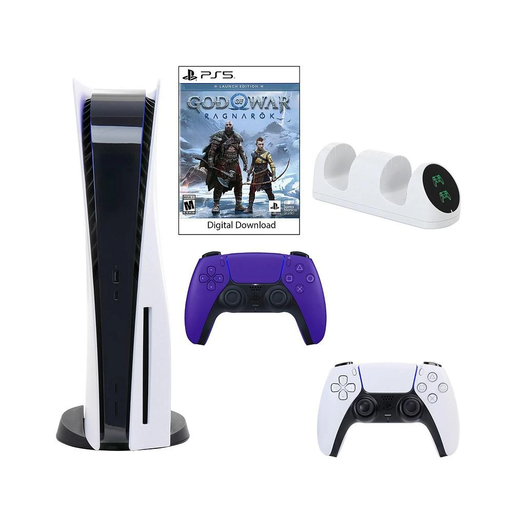 商品Playstation|Sony 5 Core Console with God of War: Ragnarok with Dual Charger and DualSense Controller in Galactic Purple,价格¥5953,第1张图片