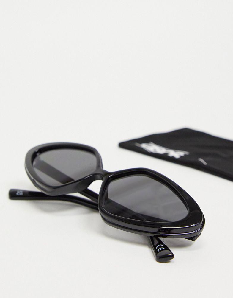 ASOS DESIGN frame oval cat eye sunglasses in shiny black - BLACK商品第4张图片规格展示