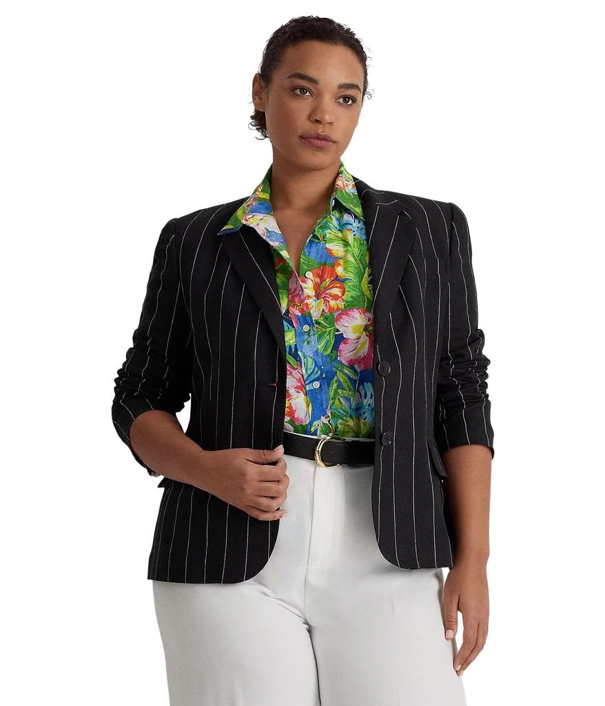 商品Ralph Lauren|Plus Size Pinstripe Linen Blazer,价格¥886,第1张图片