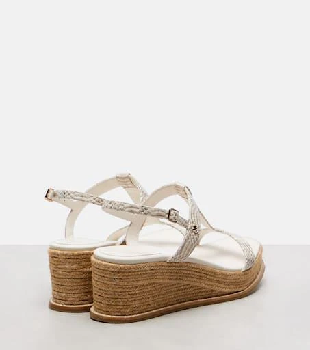商品Jimmy Choo|Theia 100皮革草编坡跟鞋,价格¥8346,第2张图片详细描述