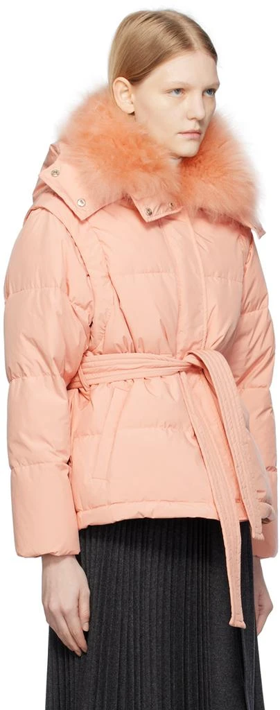 商品Yves Salomon|Pink Belted Down Jacket,价格¥3634,第2张图片详细描述