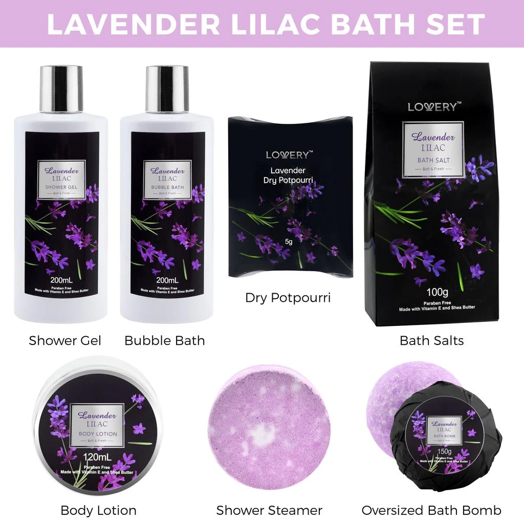 商品Lovery|Lavender Handmade Bath and Body Gift Set, 8 Piece,价格¥350,第2张图片详细描述