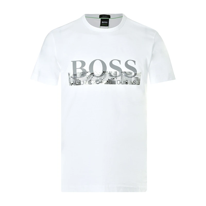 商品[国内直发] Hugo Boss|Hugo Boss 雨果博斯 男士白色纯色款棉质短袖T恤 TEE6-50383413-100,价格¥534,第1张图片