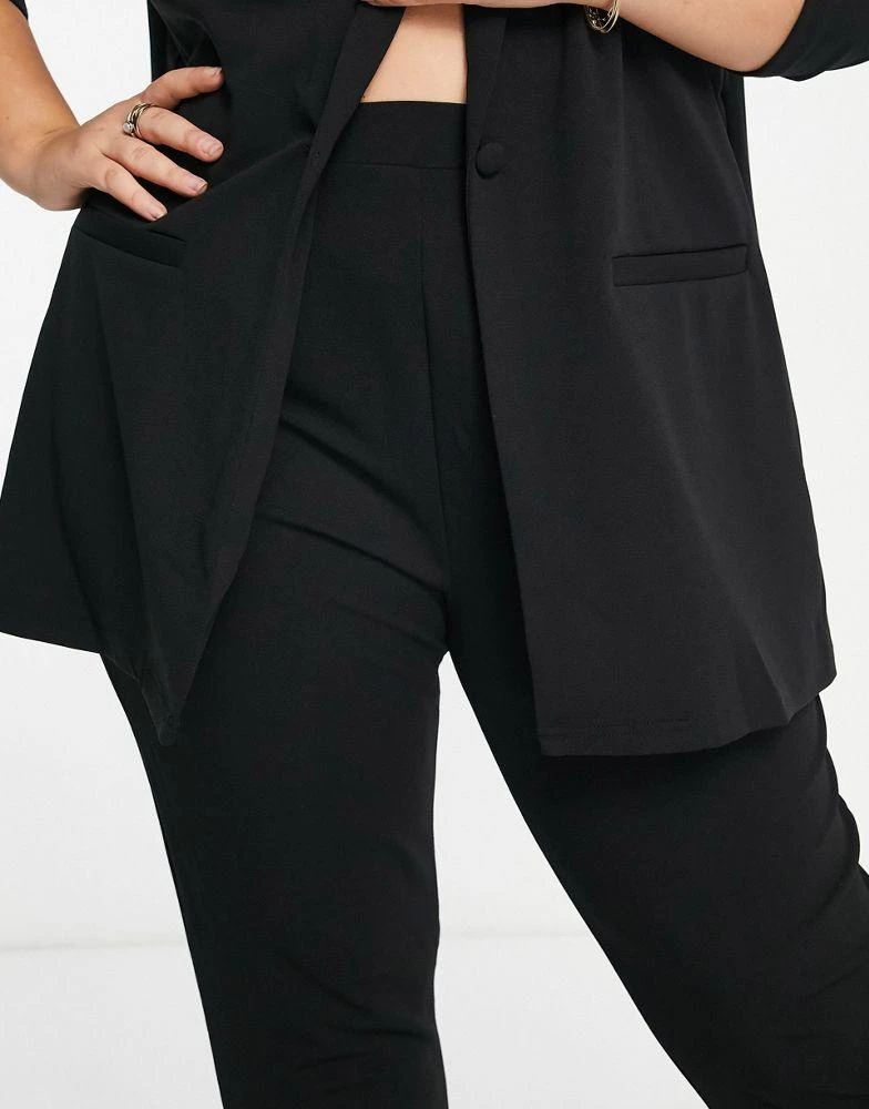 商品ASOS|ASOS DESIGN Curve jersey tapered suit trousers in black,价格¥196,第2张图片详细描述