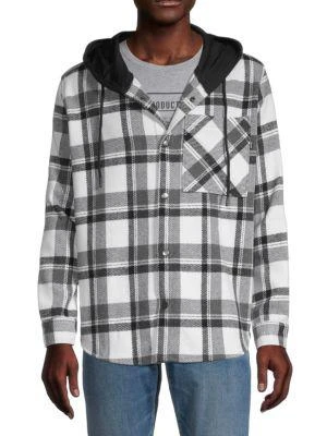 商品RON TOMSON|Plaid Hooded Shirt Jacket,价格¥237,第1张图片