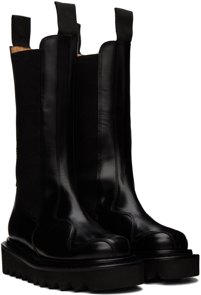 SSENSE Exclusive Black Leather Mid-Calf Chelsea Boots商品第4张图片规格展示